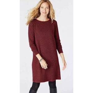 NWT J. Jill Red & Black Houndstooth Sweater Dress Small Tall